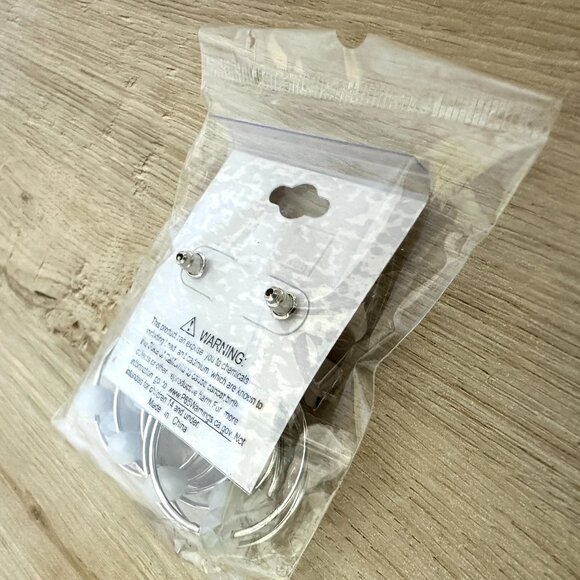 Silver Cross + Quartz Hoop Earrings - Picture 7 of 12